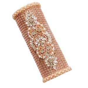 New Rhinestone Pearl Bouquet Holder Jeweled Bridal Fresh/Real Holds 2 Dz Flowers